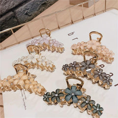 Vintage Flower Hair Claw Crystal Floral Hair Claw for Women Girls