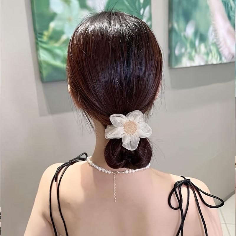 Mesh Rhinestone Flower Hair Ring Women's Hair Accessories