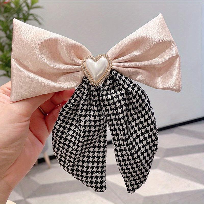 Large Bowknot Hair Clip with Rhinestone Inlay