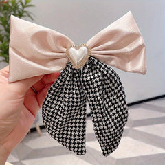 Large Bowknot Hair Clip with Rhinestone Inlay
