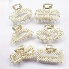 6pcs Pearl Hair Claw Heart Bow Ponytail Holder Hair Clip