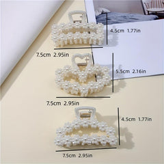 6pcs Pearl Hair Claw Heart Bow Ponytail Holder Hair Clip