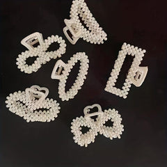6pcs Pearl Hair Claw Heart Bow Ponytail Holder Hair Clip