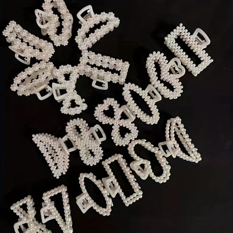 6pcs Pearl Hair Claw Heart Bow Ponytail Holder Hair Clip