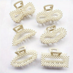 6pcs Pearl Hair Claw Heart Bow Ponytail Holder Hair Clip