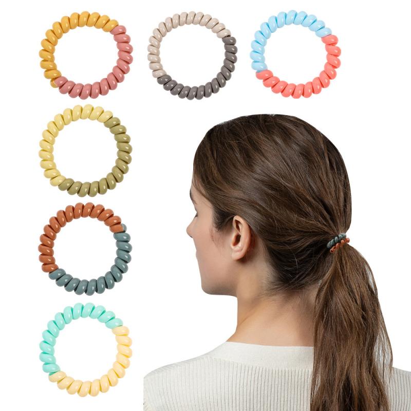 10 Pcs Multicolor Spiral Hair Ties No Crease Acc