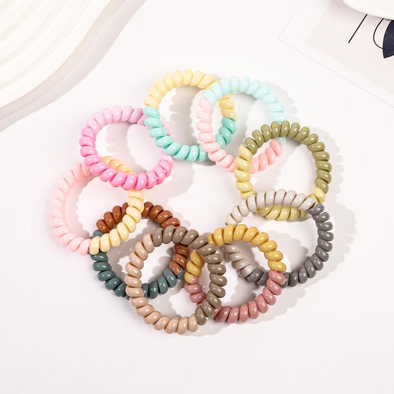 10 Pcs Multicolor Spiral Hair Ties No Crease Acc