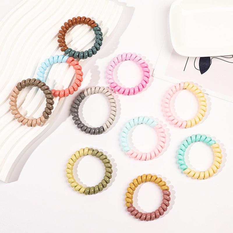 10 Pcs Multicolor Spiral Hair Ties No Crease Acc