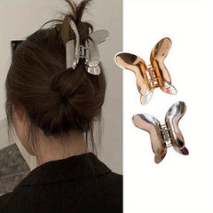2pcs Metal Butterfly Hair Claw Nonslip Ponytail Holder