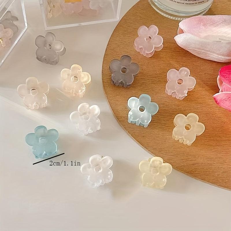 12pcs Wind Frosted Flower Small Hair Clip Female Side Clip Bangs Hair Hair Clip