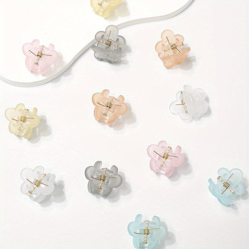 12pcs Wind Frosted Flower Small Hair Clip Female Side Clip Bangs Hair Hair Clip