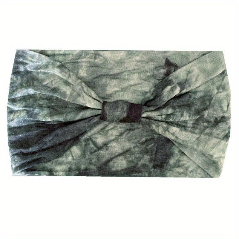 Boho Tie Dye Headband Wide Knotted Hair Band Wrap Turban