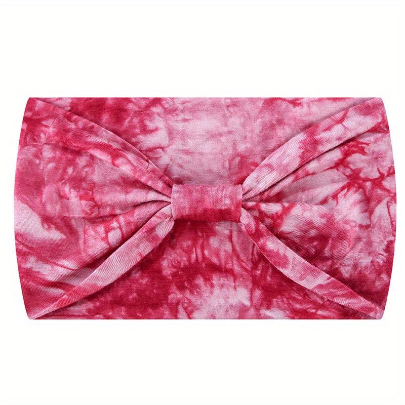 Boho Tie Dye Headband Wide Knotted Hair Band Wrap Turban