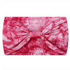 Boho Tie Dye Headband Wide Knotted Hair Band Wrap Turban