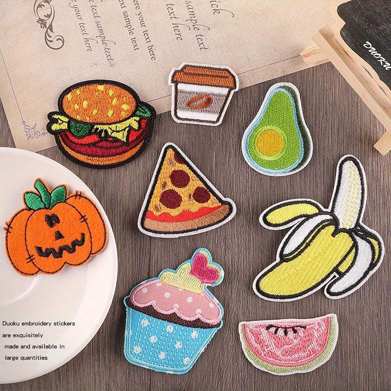 8pcs Food Embroidery Patches Pizza Hamburger Banana Watermelon Sew DIY