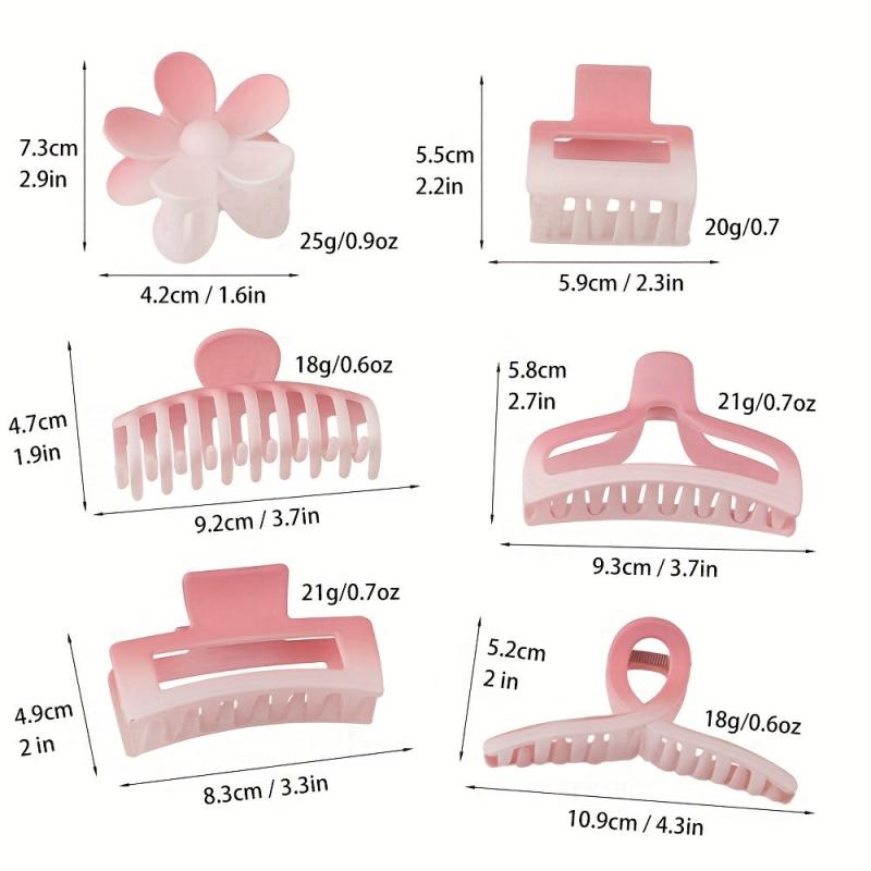 6pcs Gradient Flower Hair Claw Ponytail Holder Women