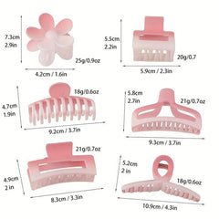 6pcs Gradient Flower Hair Claw Ponytail Holder Women