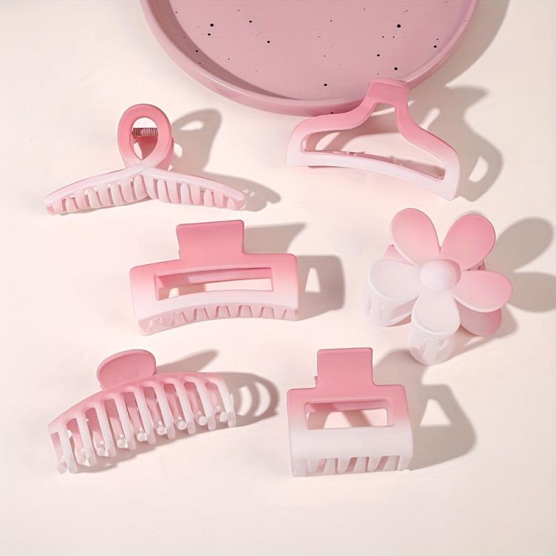 6pcs Gradient Flower Hair Claw Ponytail Holder Women