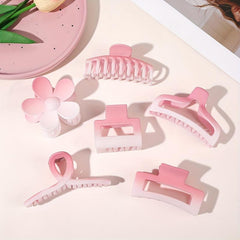 6pcs Gradient Flower Hair Claw Ponytail Holder Women