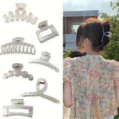 7pcs Holographic Hair Claw Clip Transparent Hair Claw Large Nonslip Shark Claw