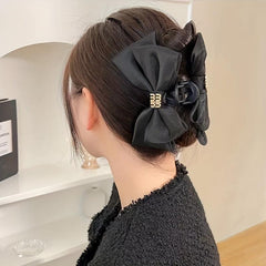 2pcs Organza Bow Hair Claw Clip Nonslip Shark Clip Women Girls Hair Claw