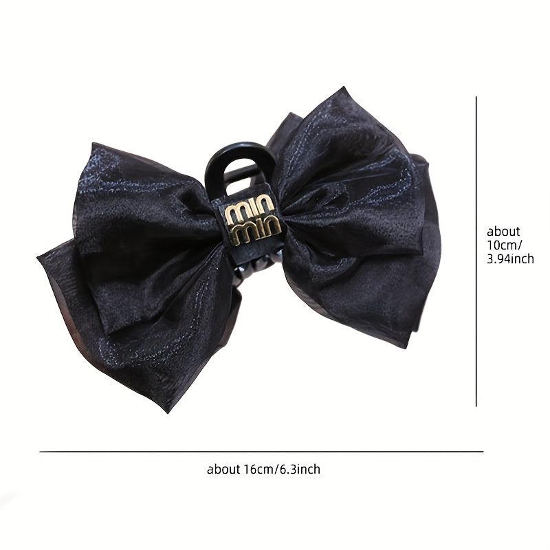 2pcs Organza Bow Hair Claw Clip Nonslip Shark Clip Women Girls Hair Claw