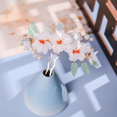 Chinese Style Flower Hairpin Ancient Style Floral U shaped Hair Pin