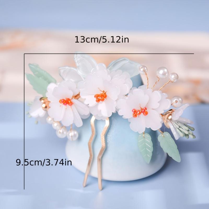 Chinese Style Flower Hairpin Ancient Style Floral U shaped Hair Pin