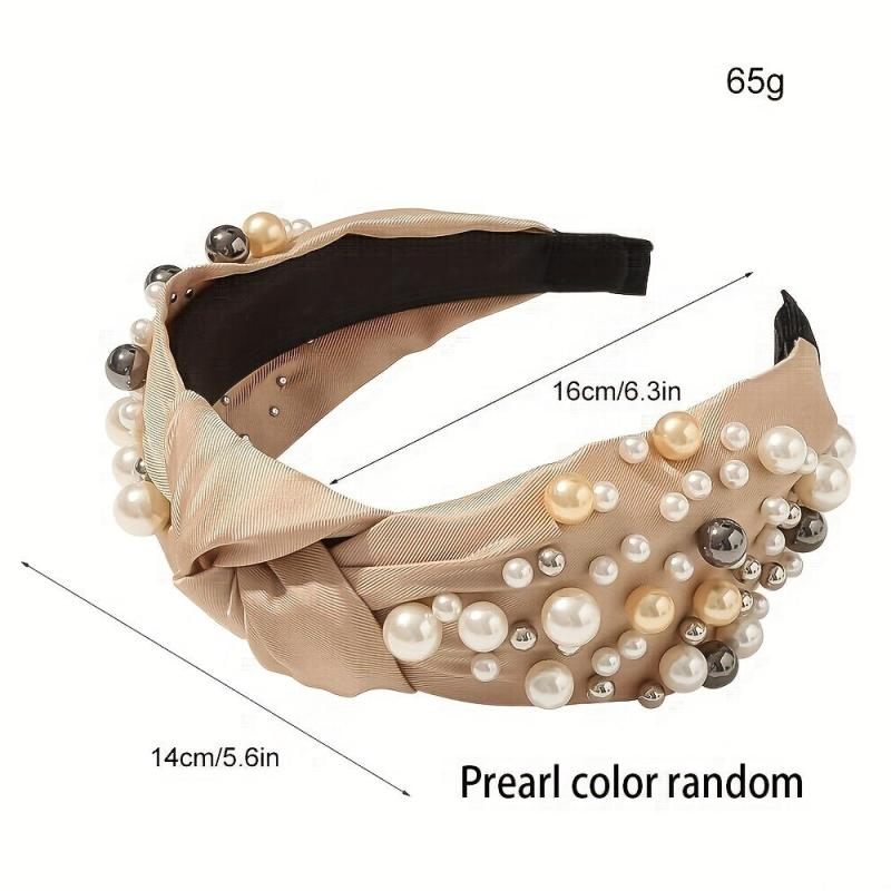 Faux Pearl Headband for Women Top Knotted Hair Accessories