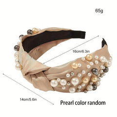 Faux Pearl Headband for Women Top Knotted Hair Accessories