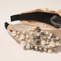 Faux Pearl Headband for Women Top Knotted Hair Accessories