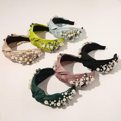 Faux Pearl Headband for Women Top Knotted Hair Accessories