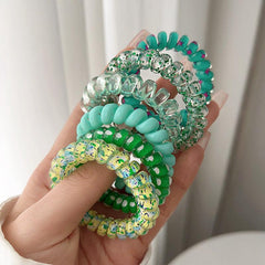 6pcs Jelly Resin Spiral Hair Tie Ponytail Holder Bracelet