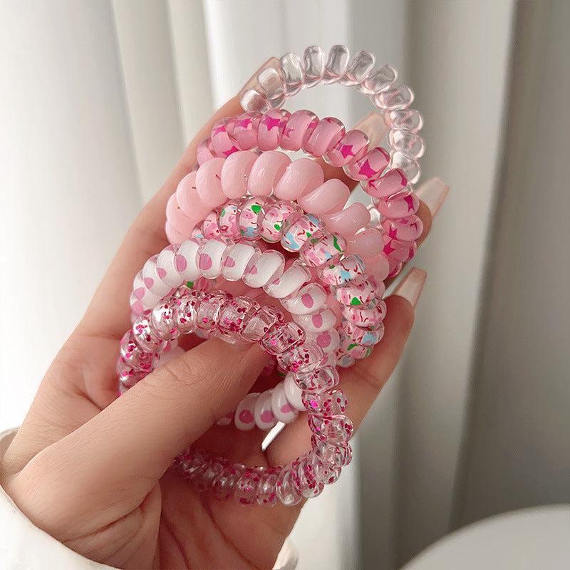6pcs Jelly Resin Spiral Hair Tie Ponytail Holder Bracelet