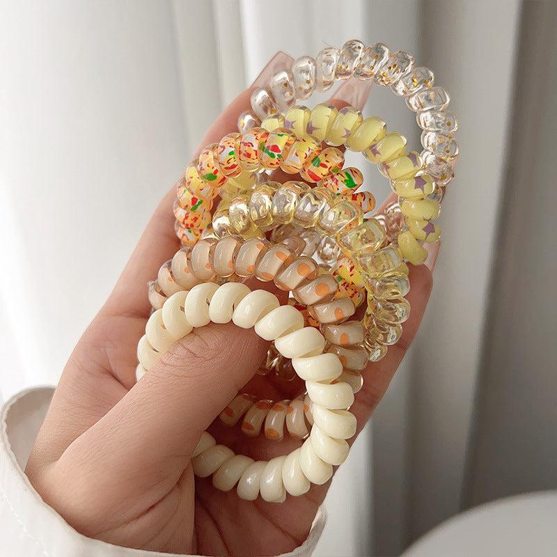 6pcs Jelly Resin Spiral Hair Tie Ponytail Holder Bracelet