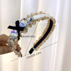 Zircon Decor Headband Bow Head Hoop Sparkle Headdress For Women Girls