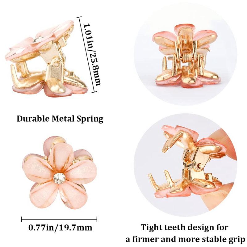 10pcs Small Crystal Flower Hair Claw Metal Hair Claw Sweet Hair Clip