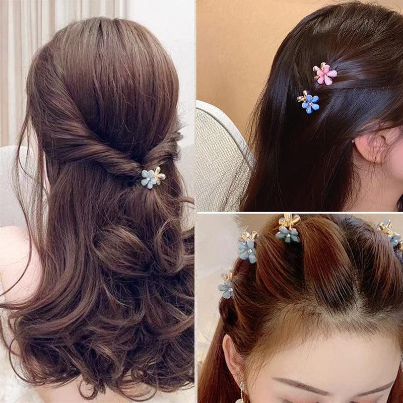 10pcs Small Crystal Flower Hair Claw Metal Hair Claw Sweet Hair Clip
