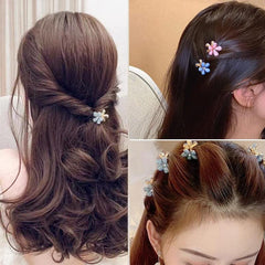 10pcs Small Crystal Flower Hair Claw Metal Hair Claw Sweet Hair Clip