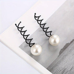 2pcs Spiral Hair Bun Maker Faux Pearl Hair Pin for Women Girls W