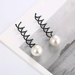 2pcs Spiral Hair Bun Maker Faux Pearl Hair Pin for Women Girls W