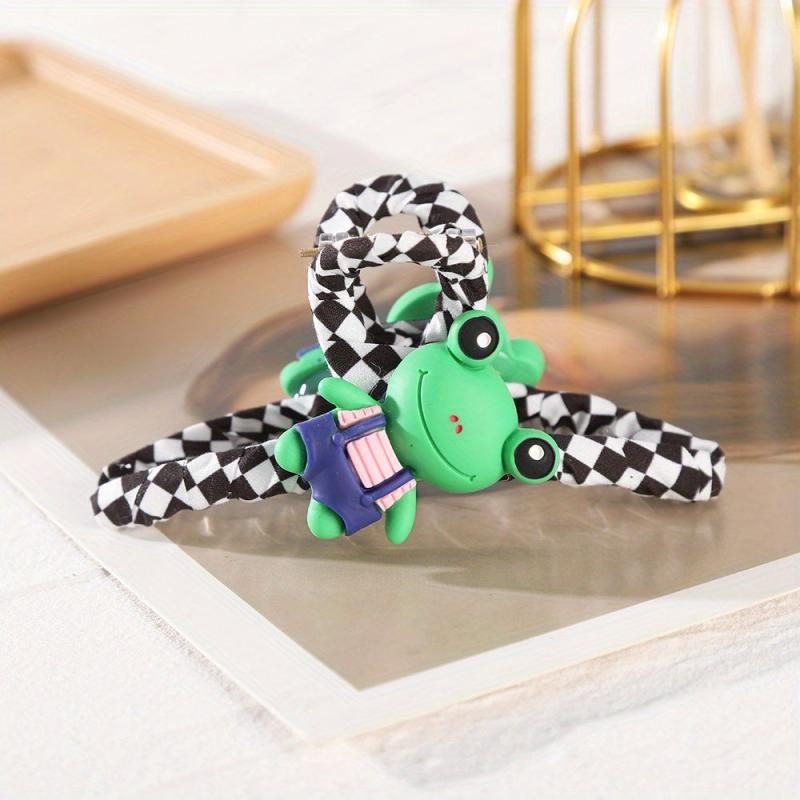 Plaid Hair Claw Cartoon Animal Hair Claw Nonslip Ponytail Holder Shark Claw