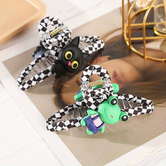 Plaid Hair Claw Cartoon Animal Hair Claw Nonslip Ponytail Holder Shark Claw