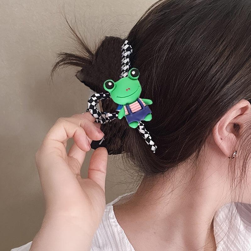 Plaid Hair Claw Cartoon Animal Hair Claw Nonslip Ponytail Holder Shark Claw