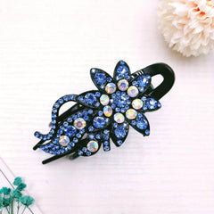 Vintage Rhinestone Flower Hair Claw Clip for Mother