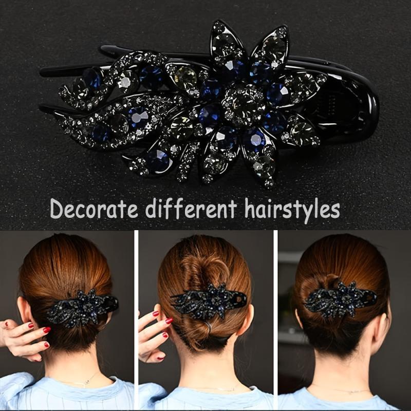 Vintage Rhinestone Flower Hair Claw Clip for Mother