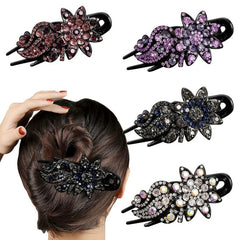 Vintage Rhinestone Flower Hair Claw Clip for Mother