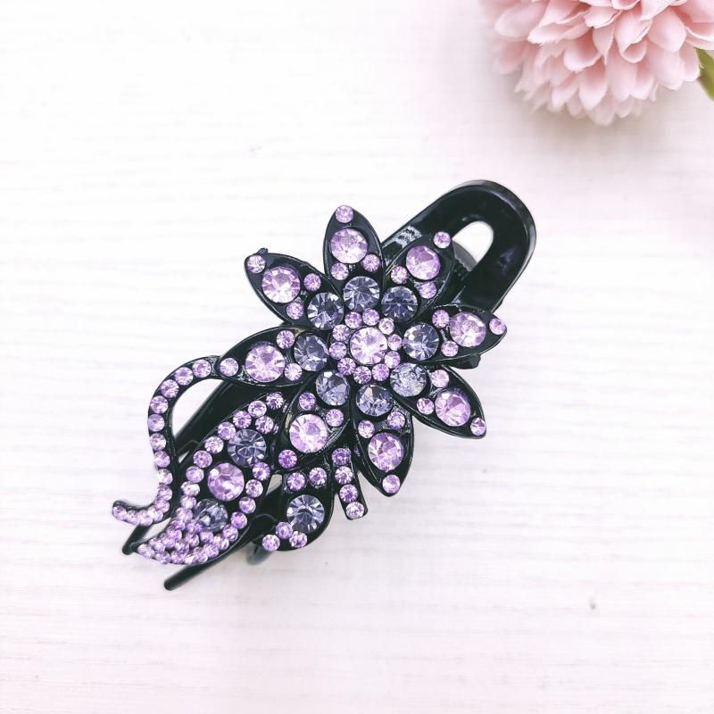 Vintage Rhinestone Flower Hair Claw Clip for Mother