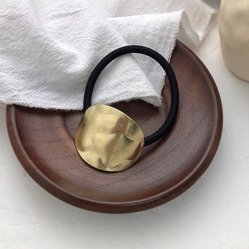 Metal Geometric Golden Hair Elastics Ties Woven Stretchy Rubber Bands