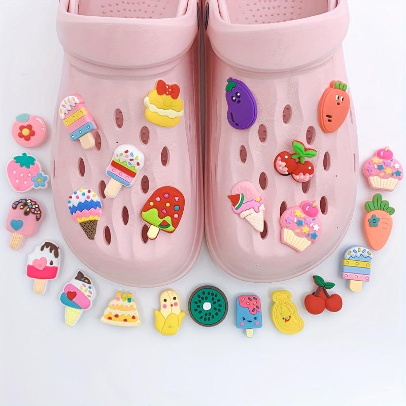 25pcs Cartoon Ice Cream Shoe Charm Resin Shoe Buckle DIY Accessories